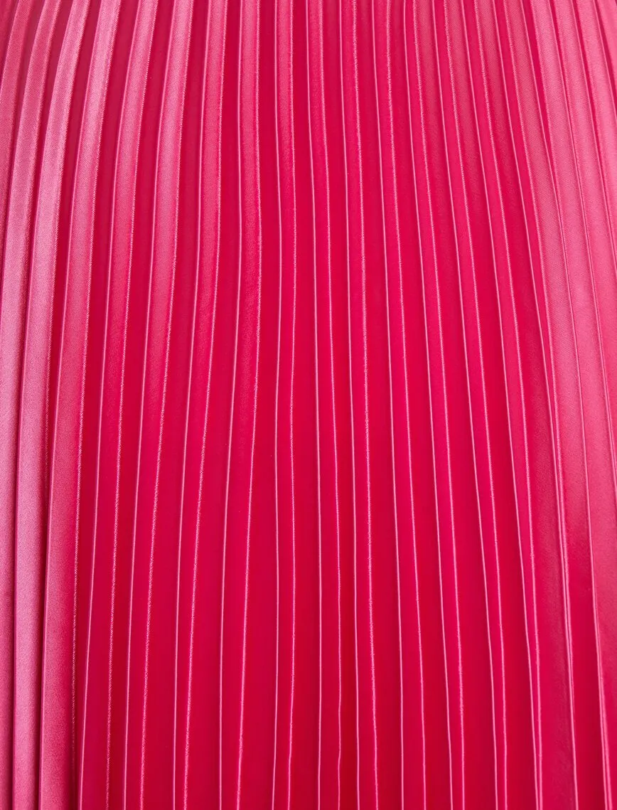 11801 Pink Pleated Skirt Midi Skirt