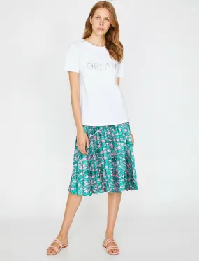 12208 Green Pleated Midi Skirt