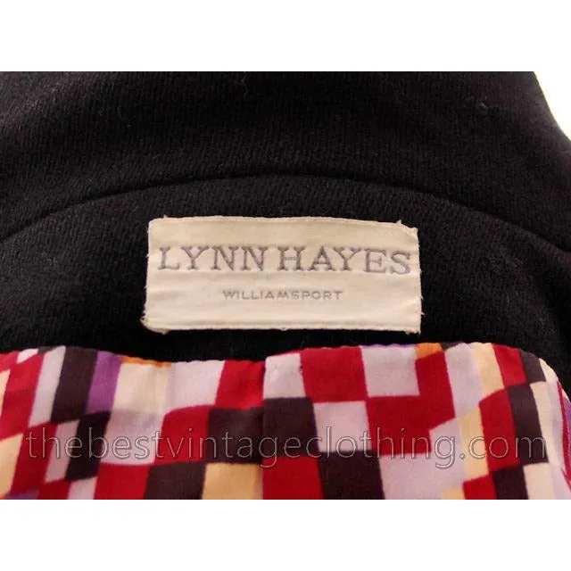 1970s Vintage Suit Womens Lynn Hayes Black Wool Cool Mod Lining Double Breasted S