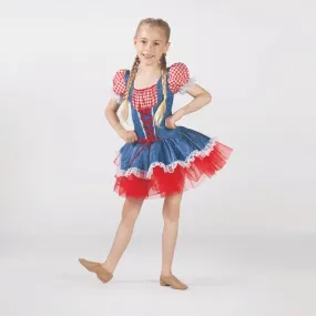 1st Position Gingham/Denim Tutu with Lacing Detail and Lace Trim