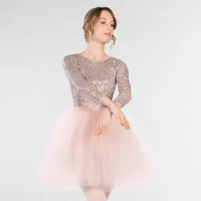 1st Position Sequin Long Sleeved Low Back Ballet Dress