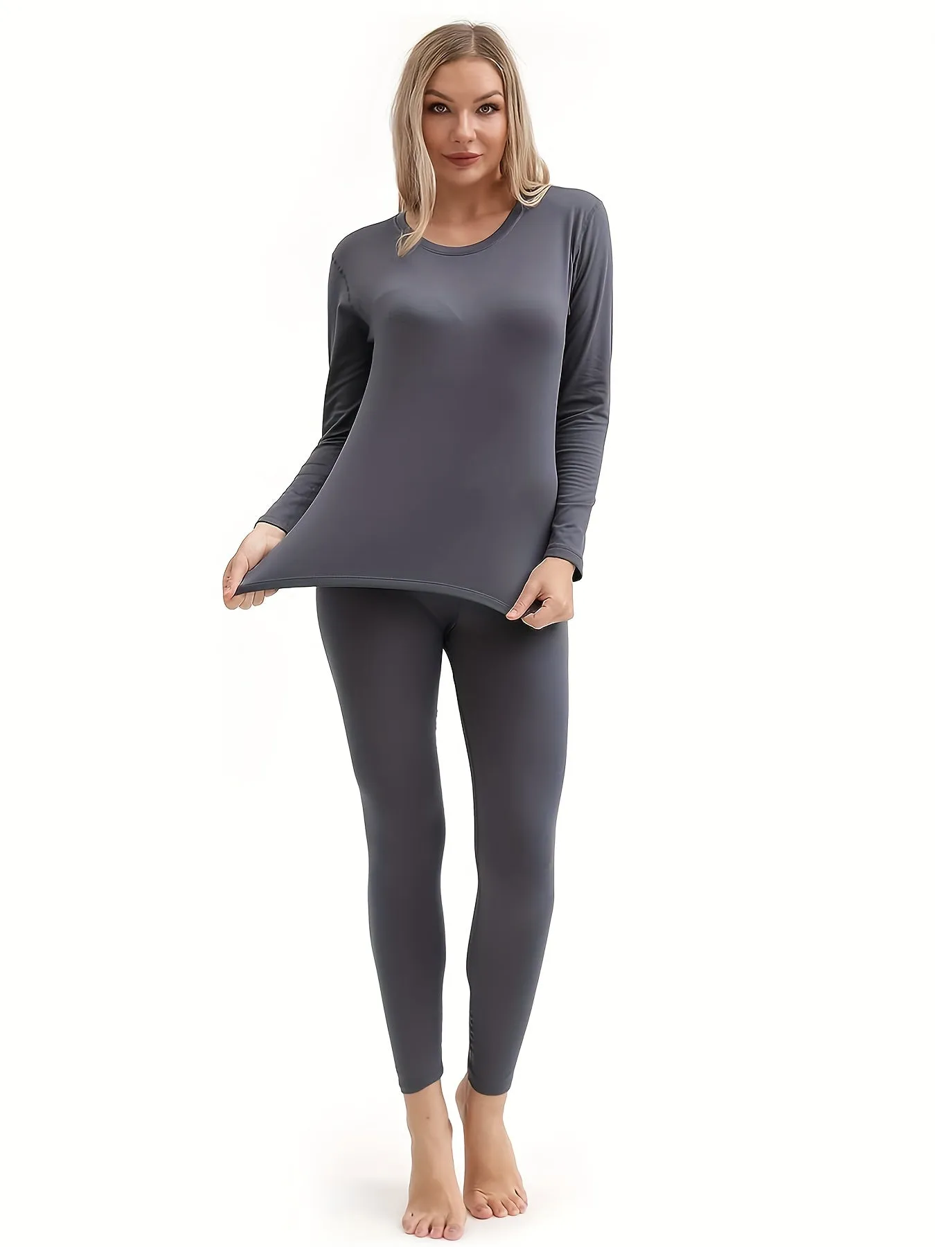 2-Piece Thermal Underwear Set for Women - Soft, Long Sleeve Base Layer for Skiing, Winter Warmth, and Activewear - Comfortable, Moisture-Wicking, and Quick-Drying Leggings for Cold Weather