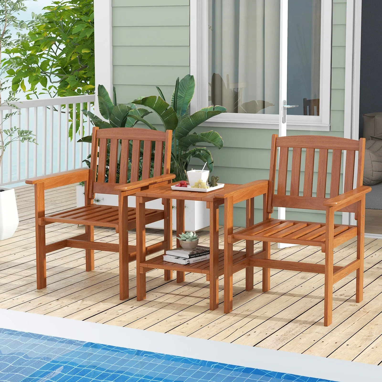 3 Piece Patio Bistro Table and Chairs Set