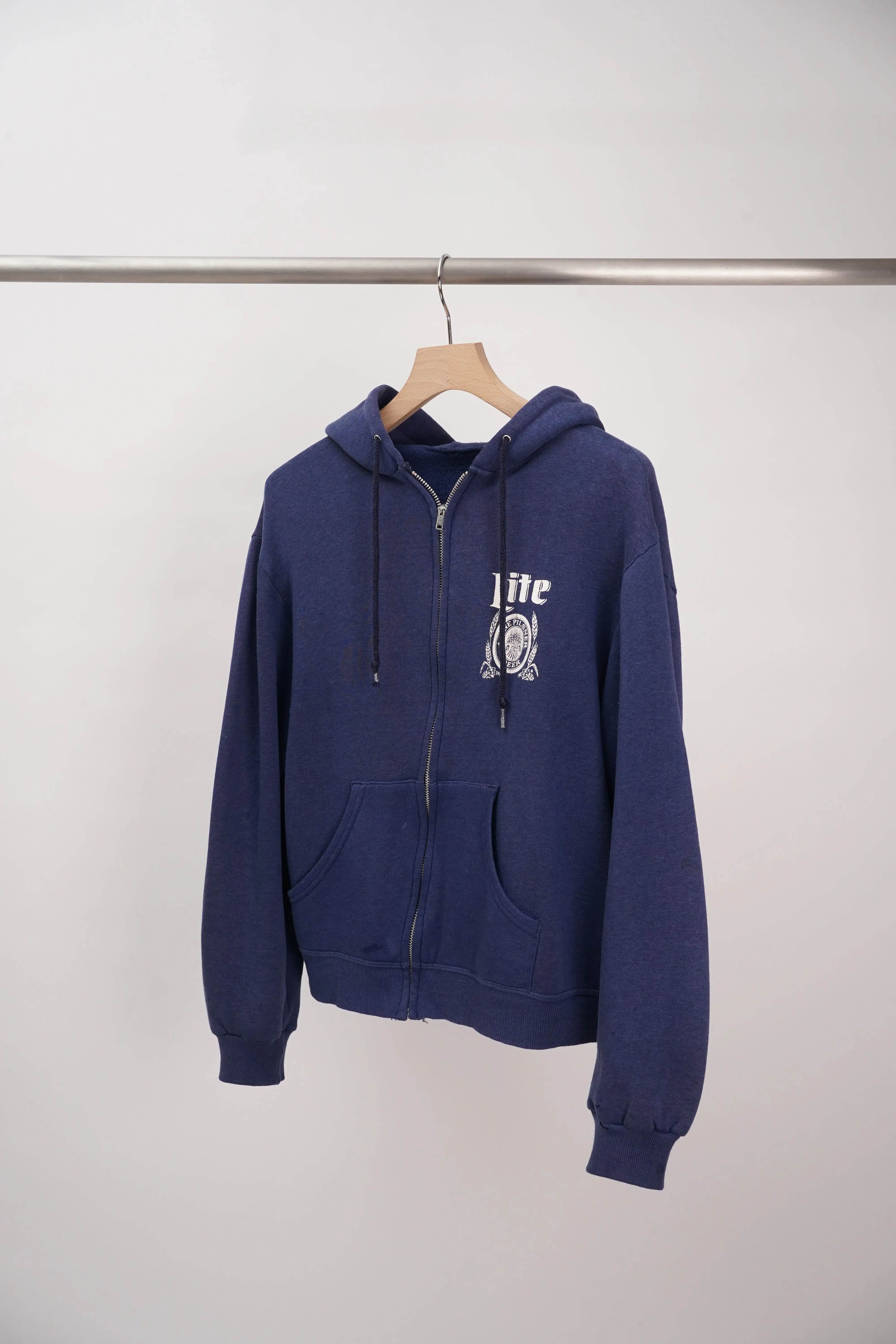 80's "LITE" -Logo Print Sweat Zip Parka-