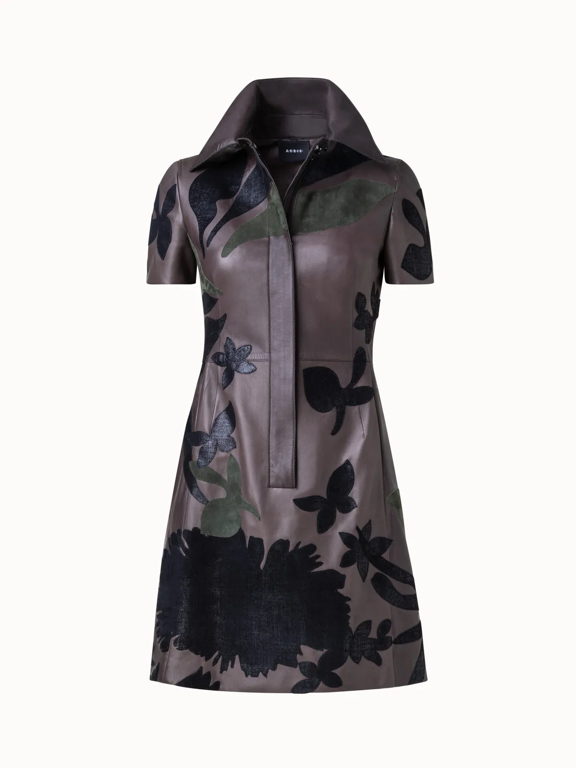 Abraham Flower Patchwork Lambskin Leather Dress