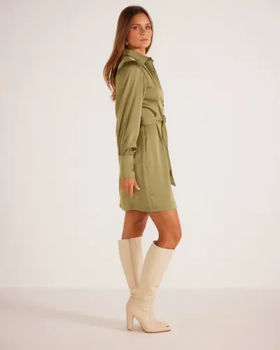 Anissa Mini Shirtdress Khaki