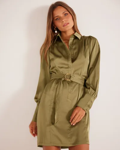 Anissa Mini Shirtdress Khaki