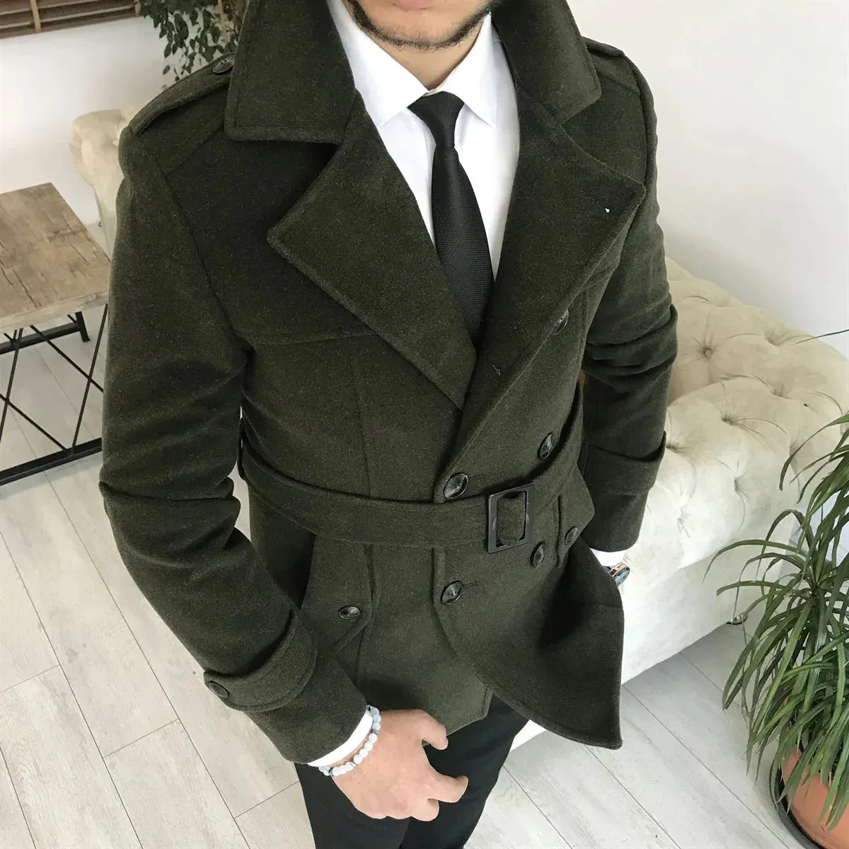 Arctic Dark Green Double Breasted Coat by ITALIAN VEGA®