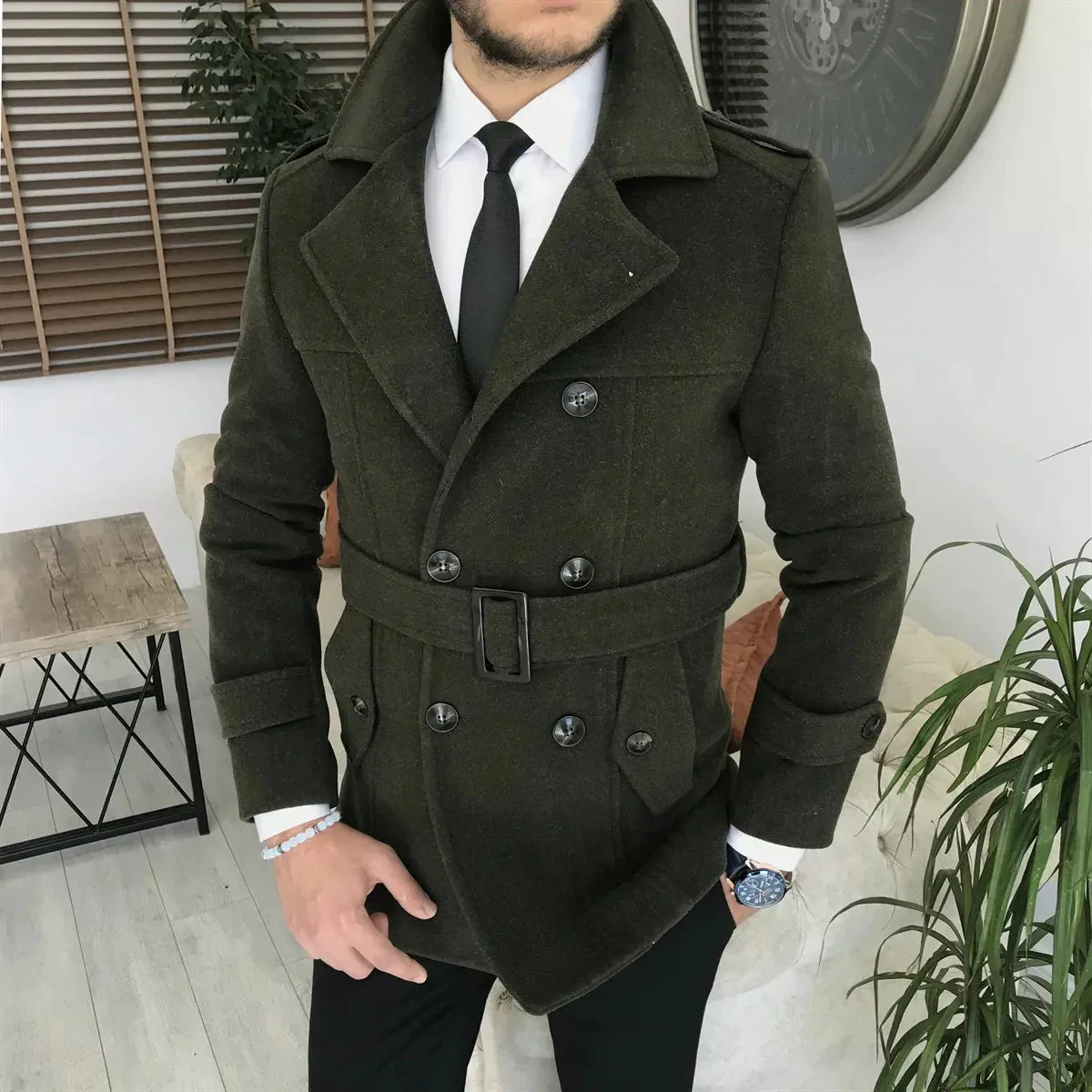 Arctic Dark Green Double Breasted Coat by ITALIAN VEGA®