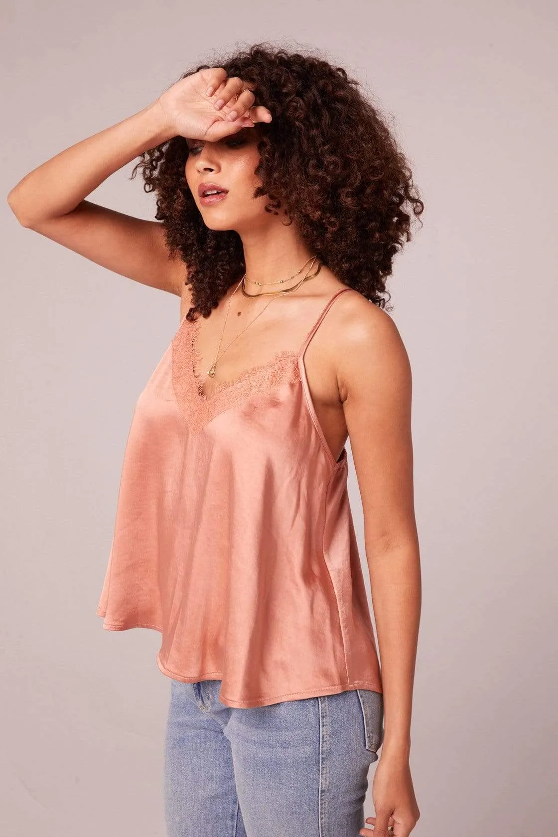 Athena Satin Tank Top Peach