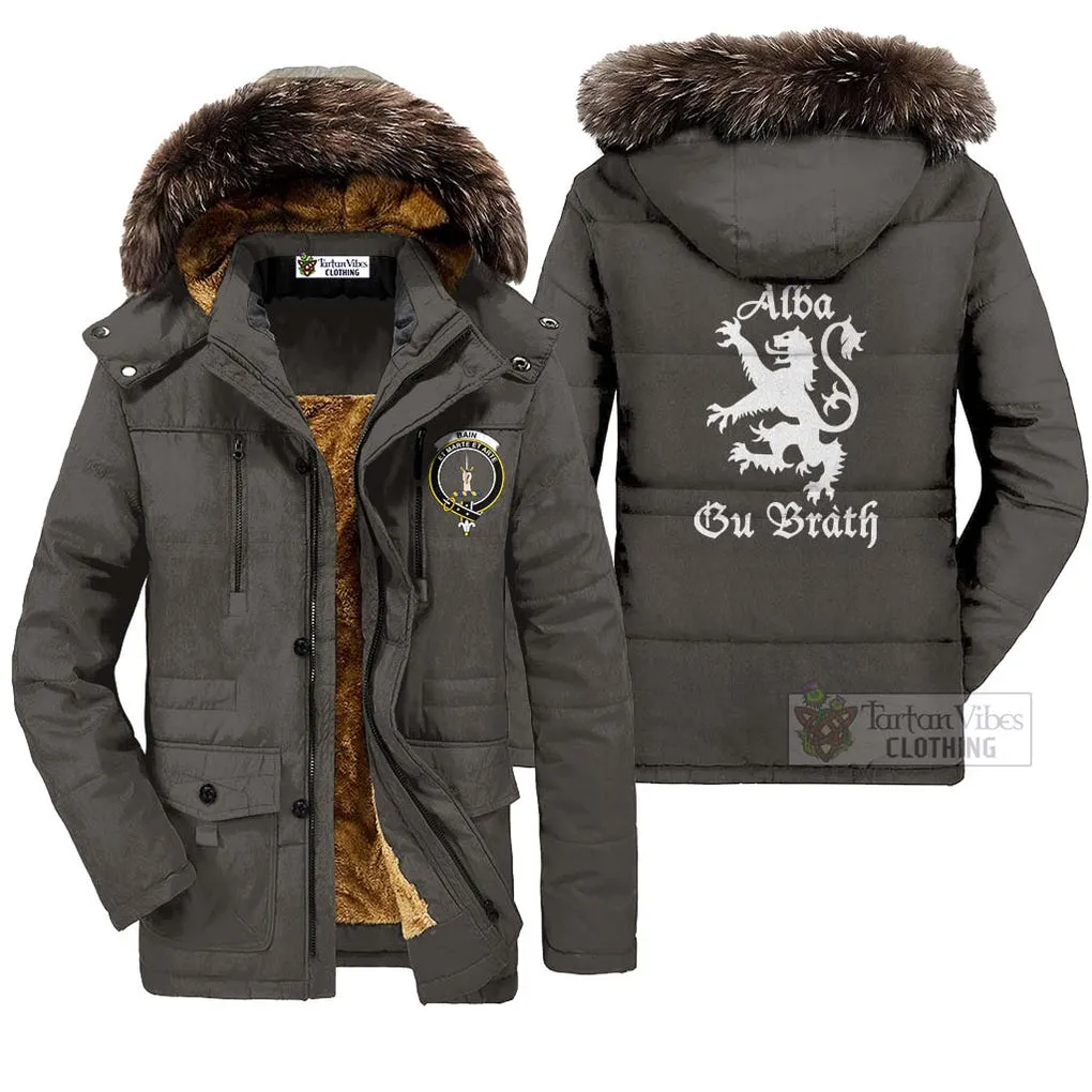 Bain Family Crest Parka Jacket Lion Rampant Alba Gu Brath Style