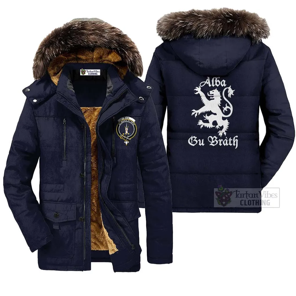 Bain Family Crest Parka Jacket Lion Rampant Alba Gu Brath Style