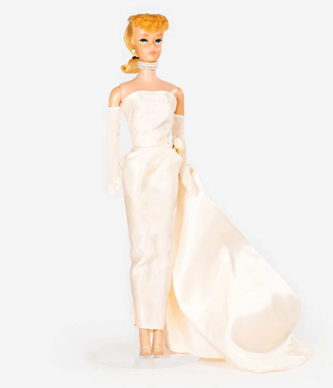 Barbie™ x Unique Vintage Pink Satin Strapless Enchanted Evening Gown