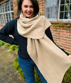 Beige Lucy Boucle Wool Blend Scarf