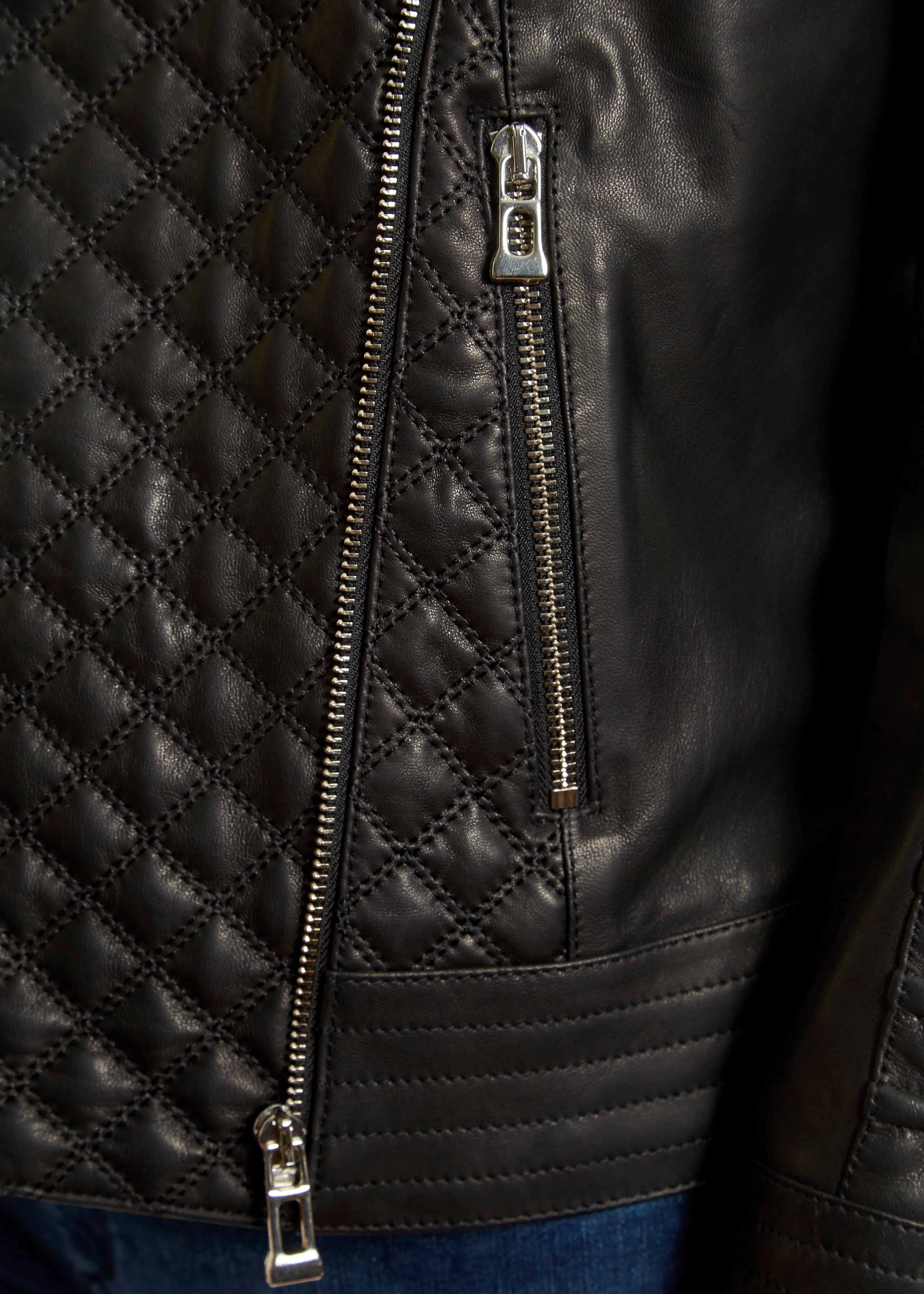 Black 'Quilted' Leather Jacket