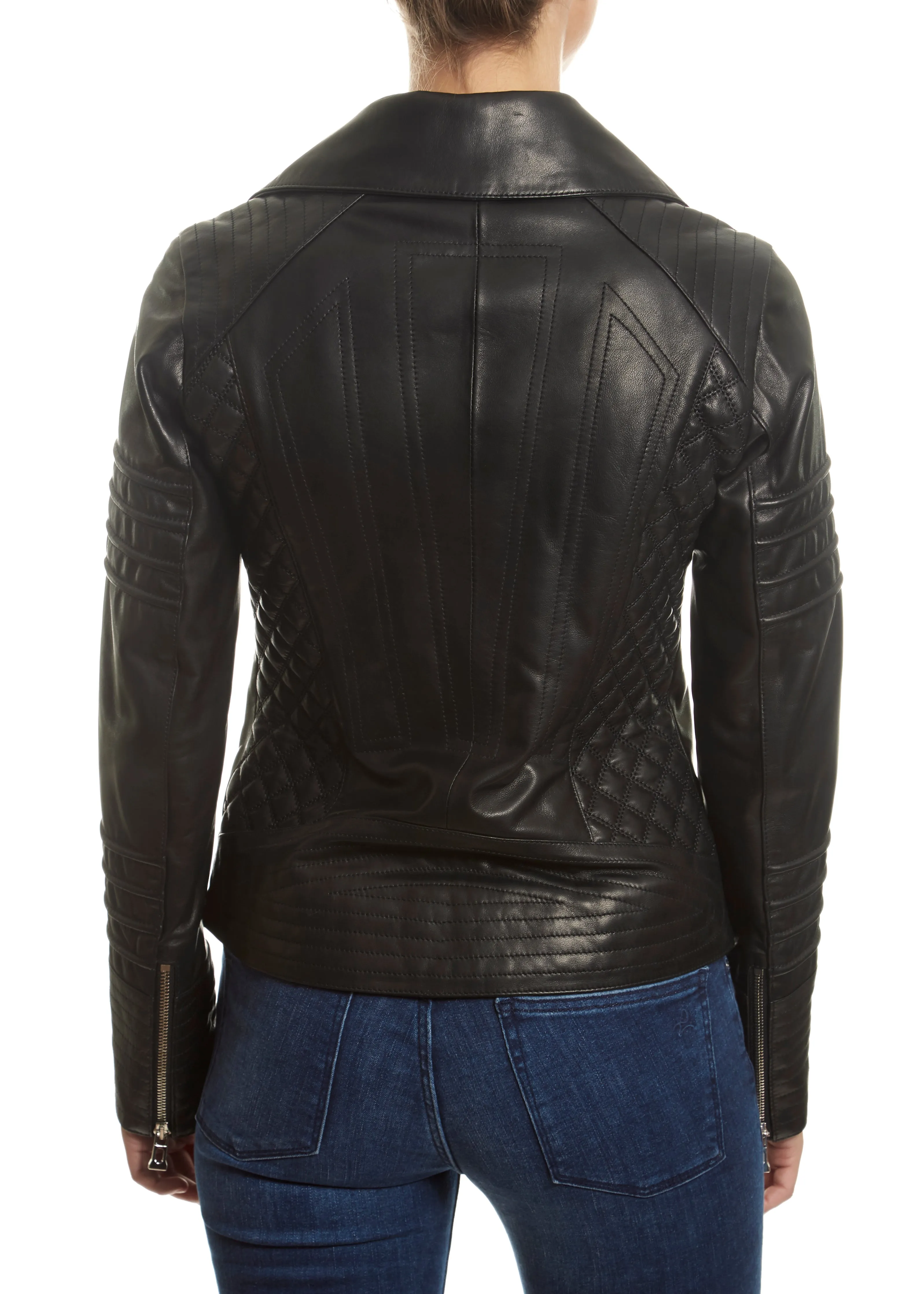 Black 'Quilted' Leather Jacket