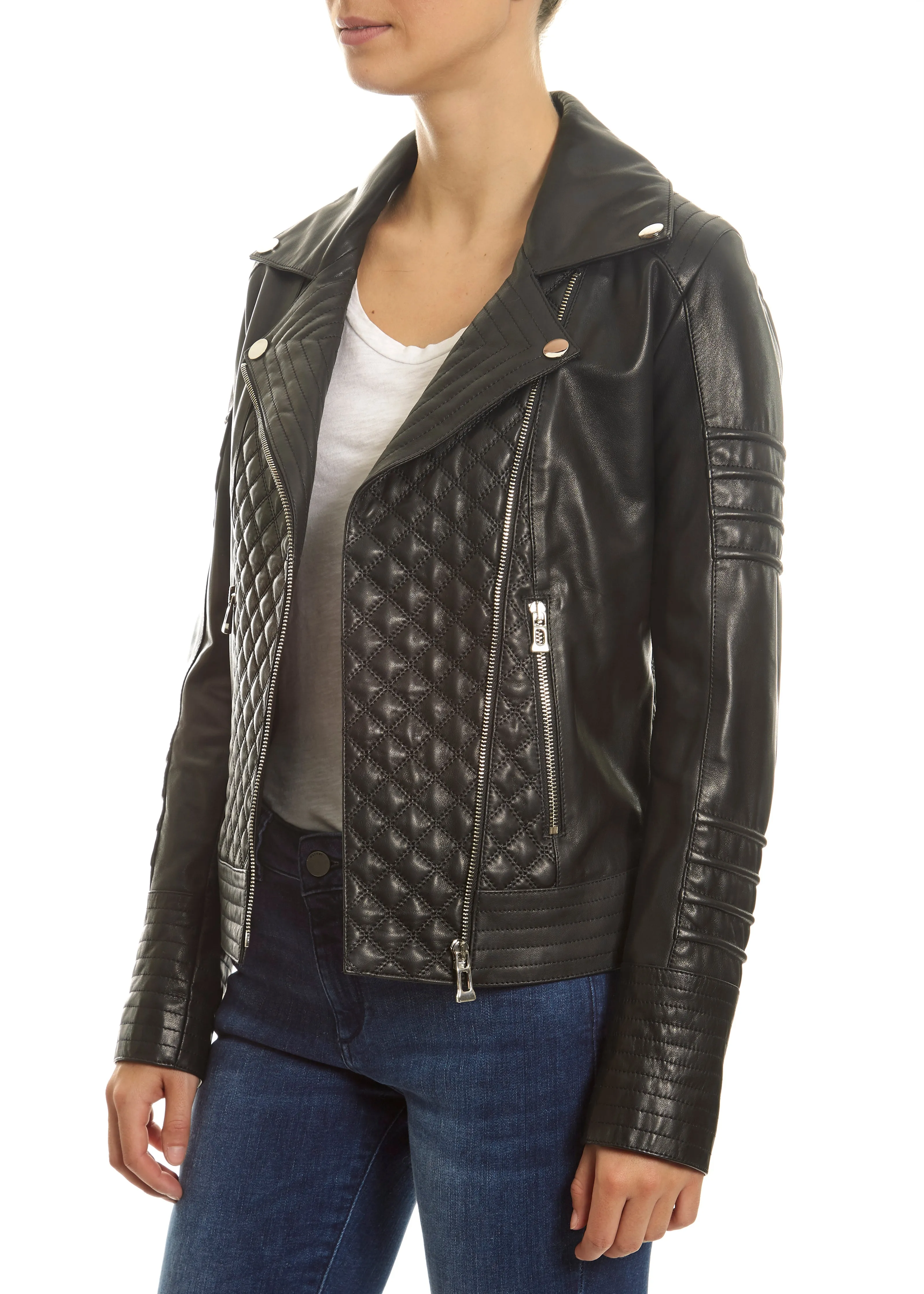 Black 'Quilted' Leather Jacket