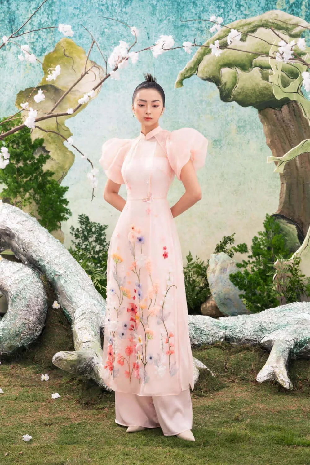 Blossom Puffy Sleeves Ao Dai