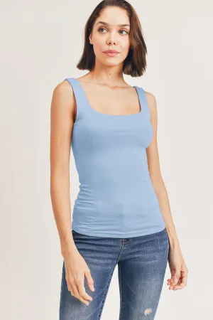 Blue Square Neck Crop Tank