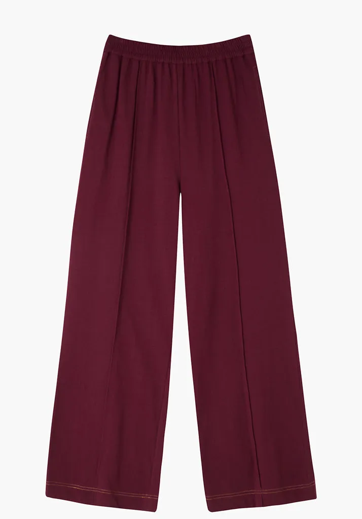 Bowie Wide Leg Trouser In Burgundy