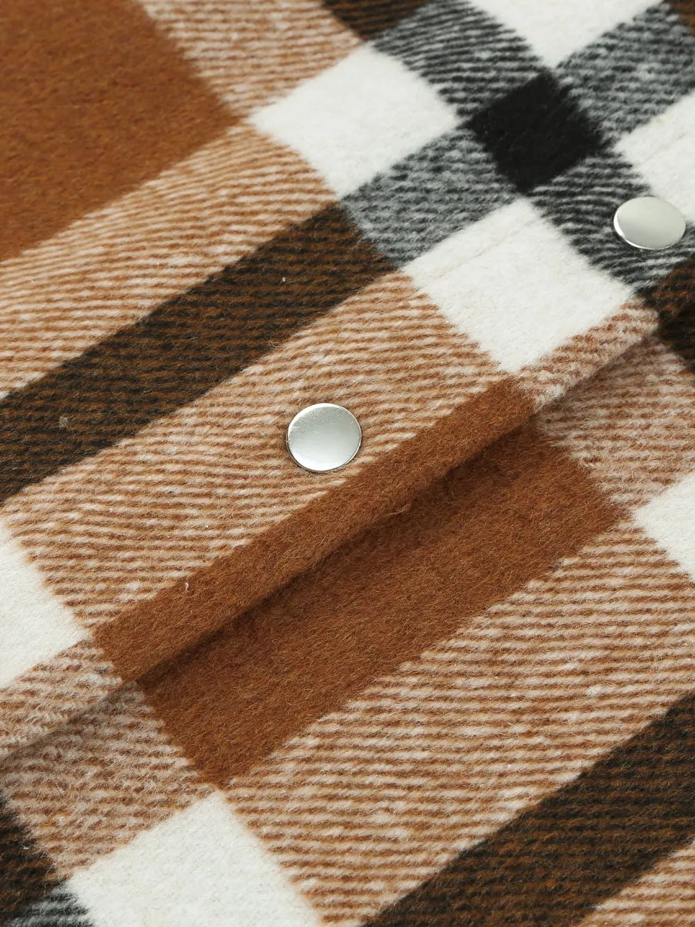 Brown Plaid Shacket with Pockets