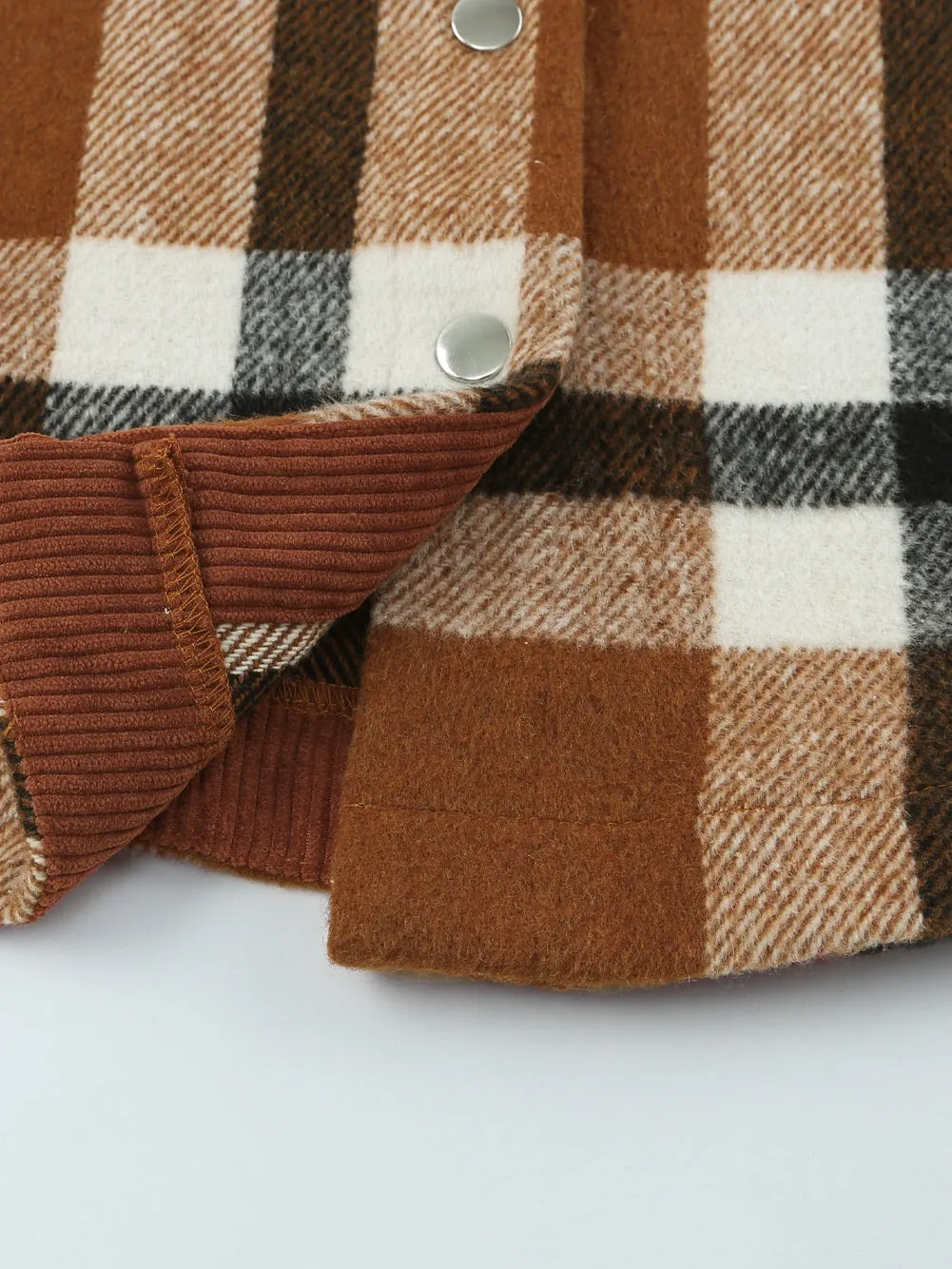 Brown Plaid Shacket with Pockets