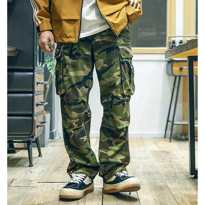 Camouflage Loose Multi-pocket Straight Casual Pants P0492