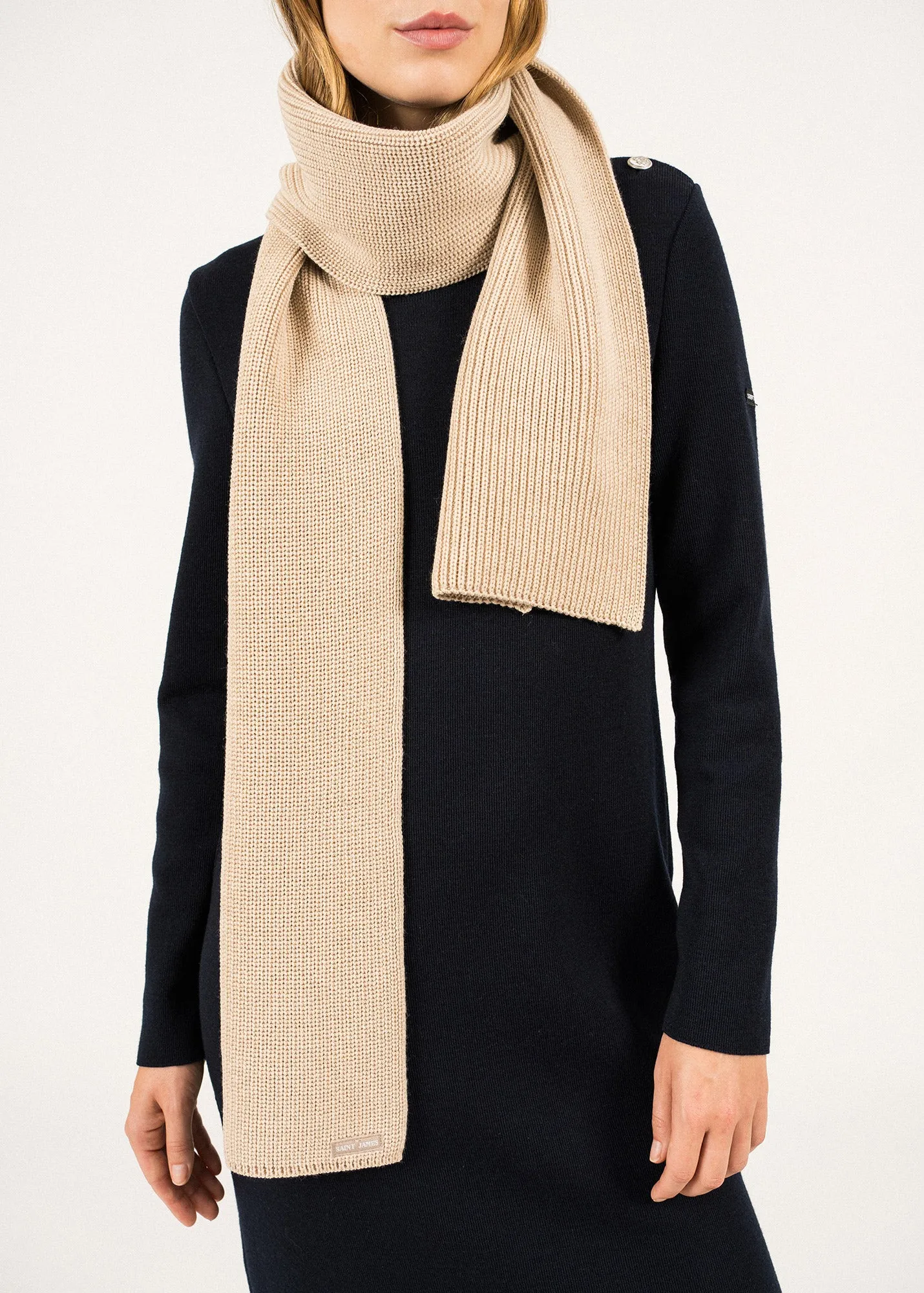 Canoe scarf - in purl knit (BEIGE)