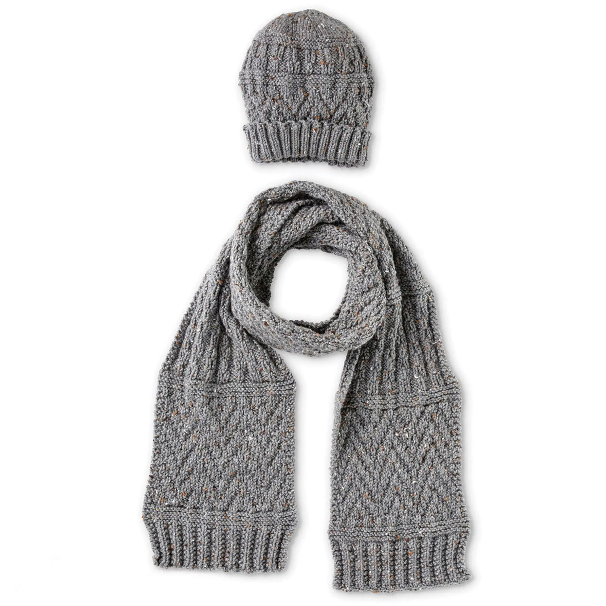 Caron Guernsey Textures Knit Hat And Scarf