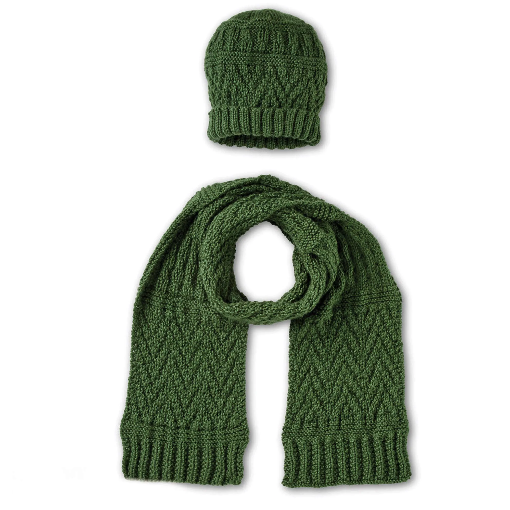 Caron Guernsey Textures Knit Hat And Scarf