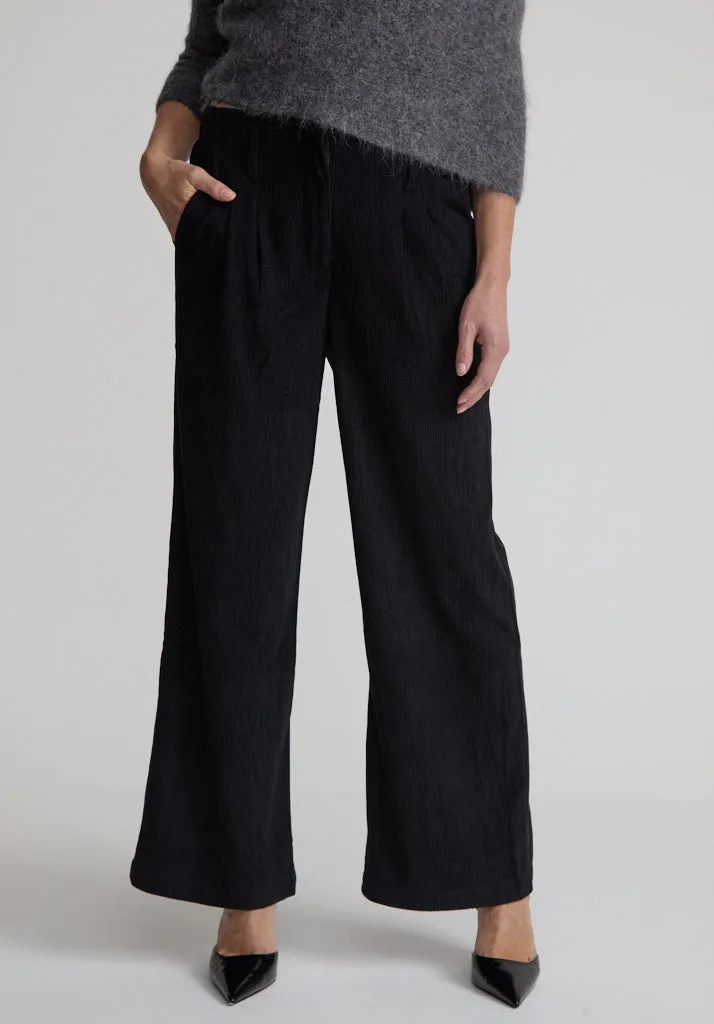 Catherine Wide Leg Corduroy Trouser In Black