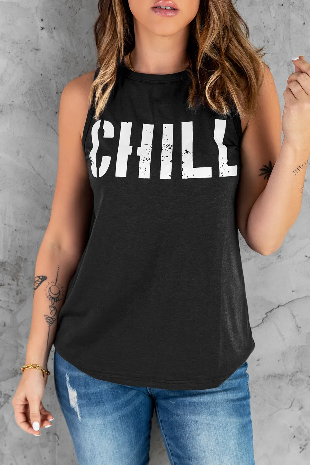 CHILL Graphic Tank Tops for Womens Summer Sleeveless Vest T Shirt