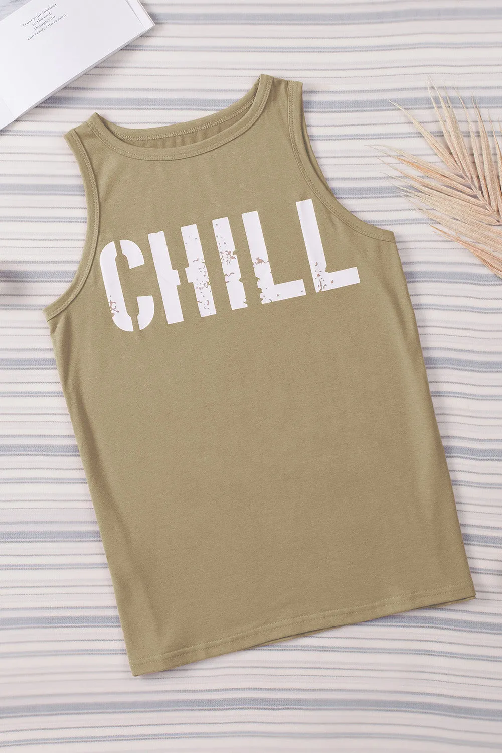 CHILL Graphic Tank Tops for Womens Summer Sleeveless Vest T Shirt