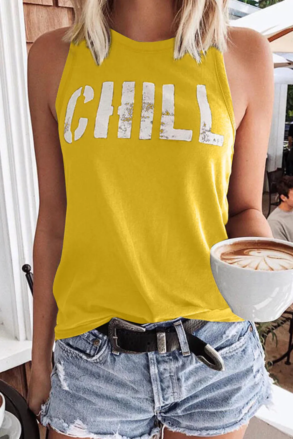 CHILL Graphic Tank Tops for Womens Summer Sleeveless Vest T Shirt