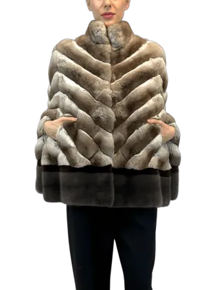 CHINCHILLA CAPE WITH MINK TRIMMING