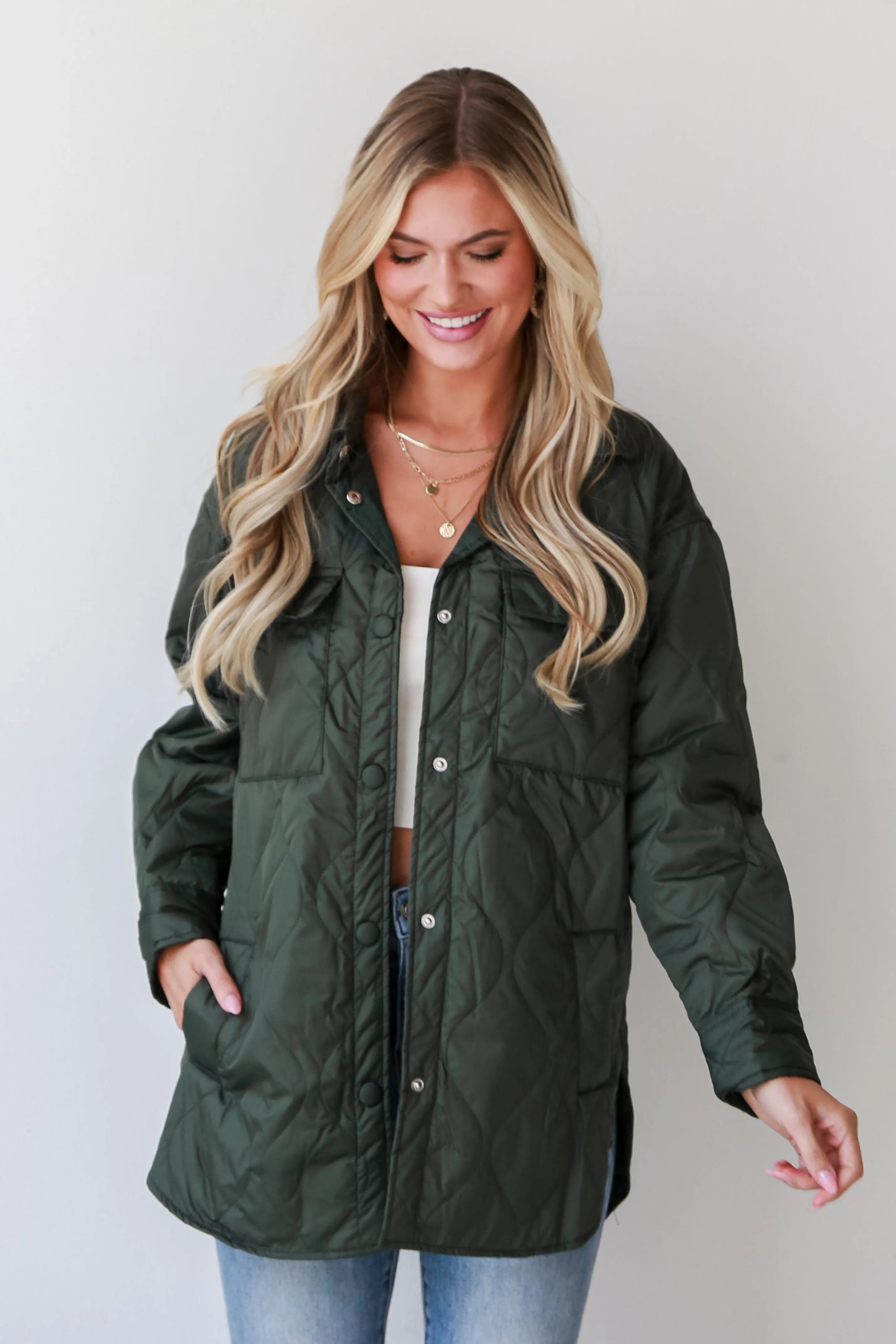 Colder Days Olive Quilted Jacket