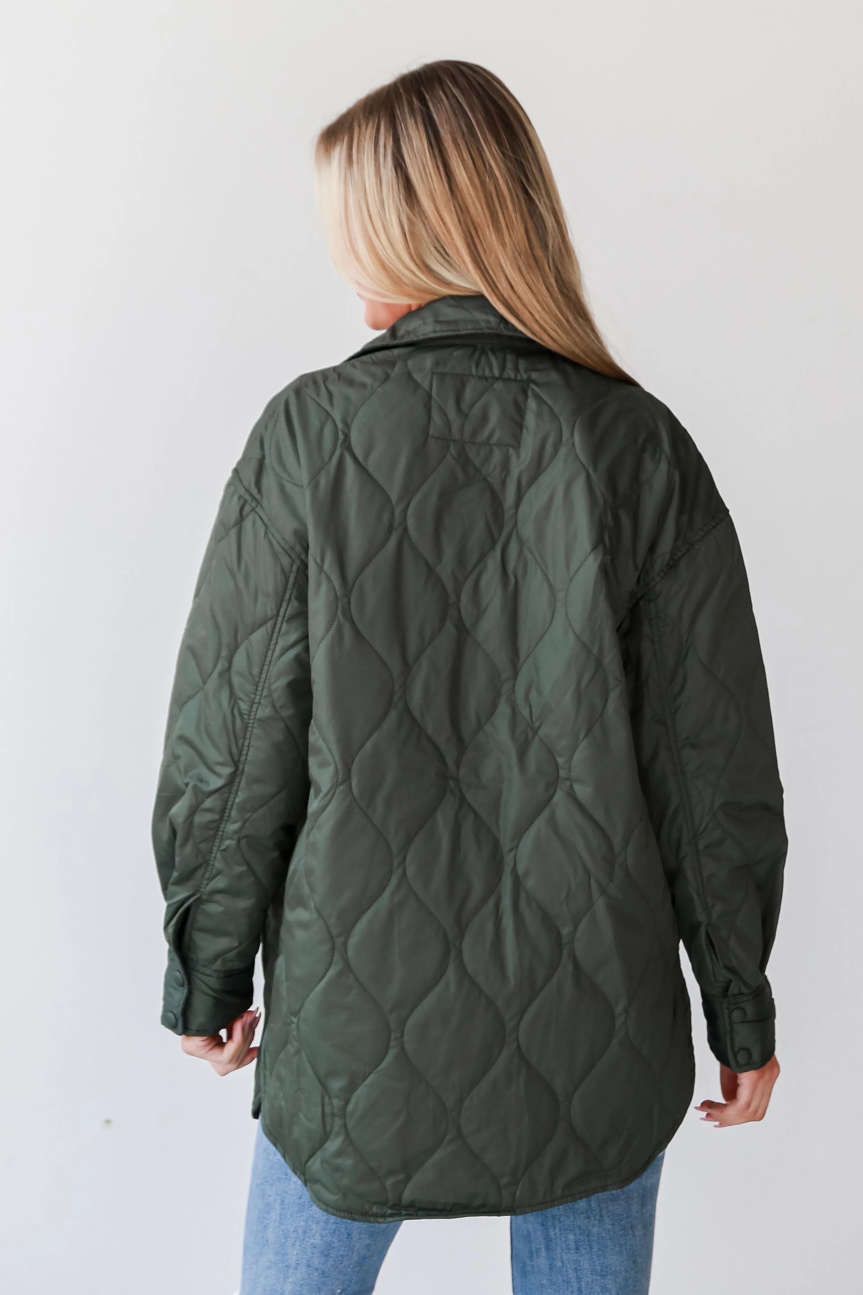 Colder Days Olive Quilted Jacket