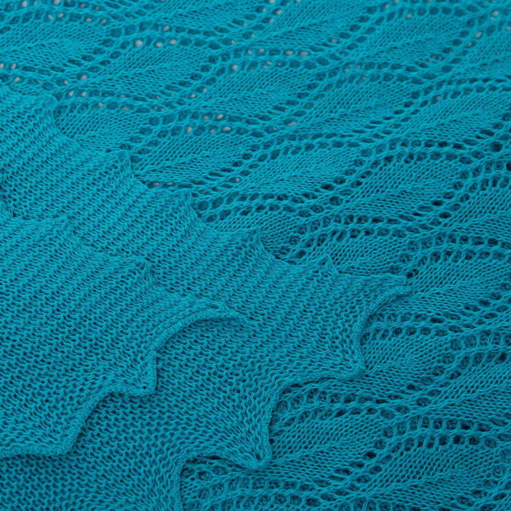 Cotton Lace Knit Scarf - Sea Green