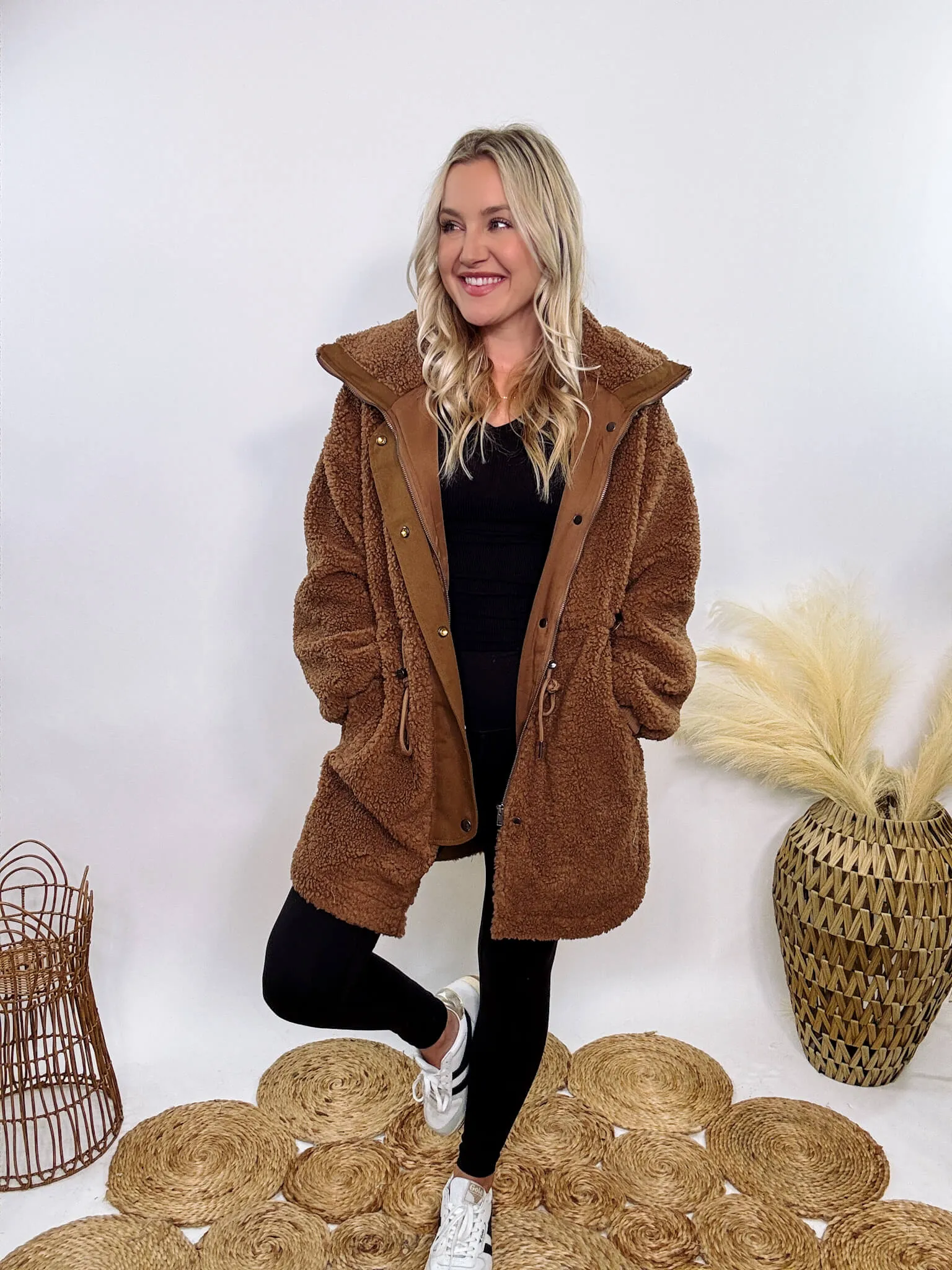 Cozy Brown Oversized Sherpa Coat