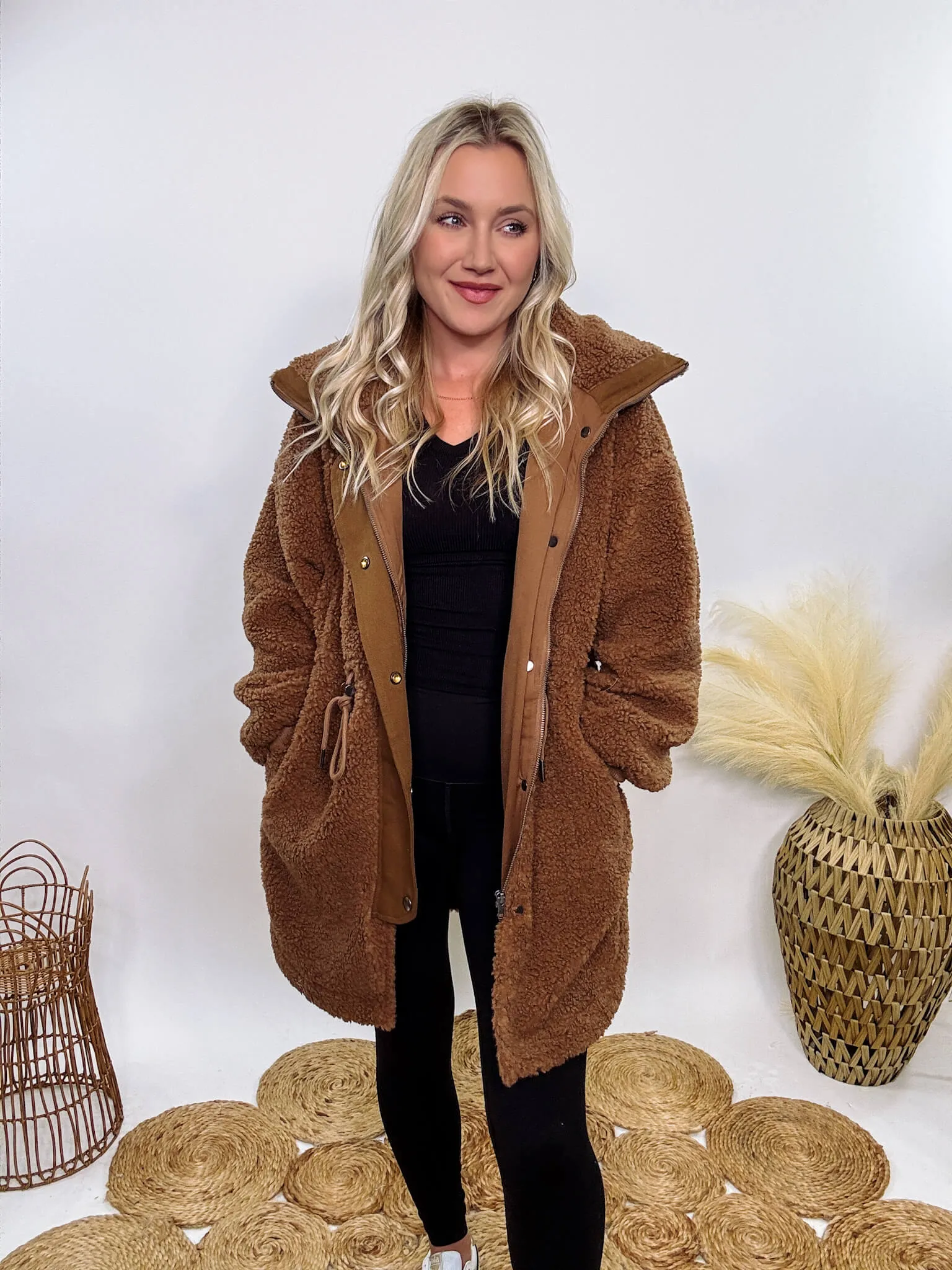 Cozy Brown Oversized Sherpa Coat