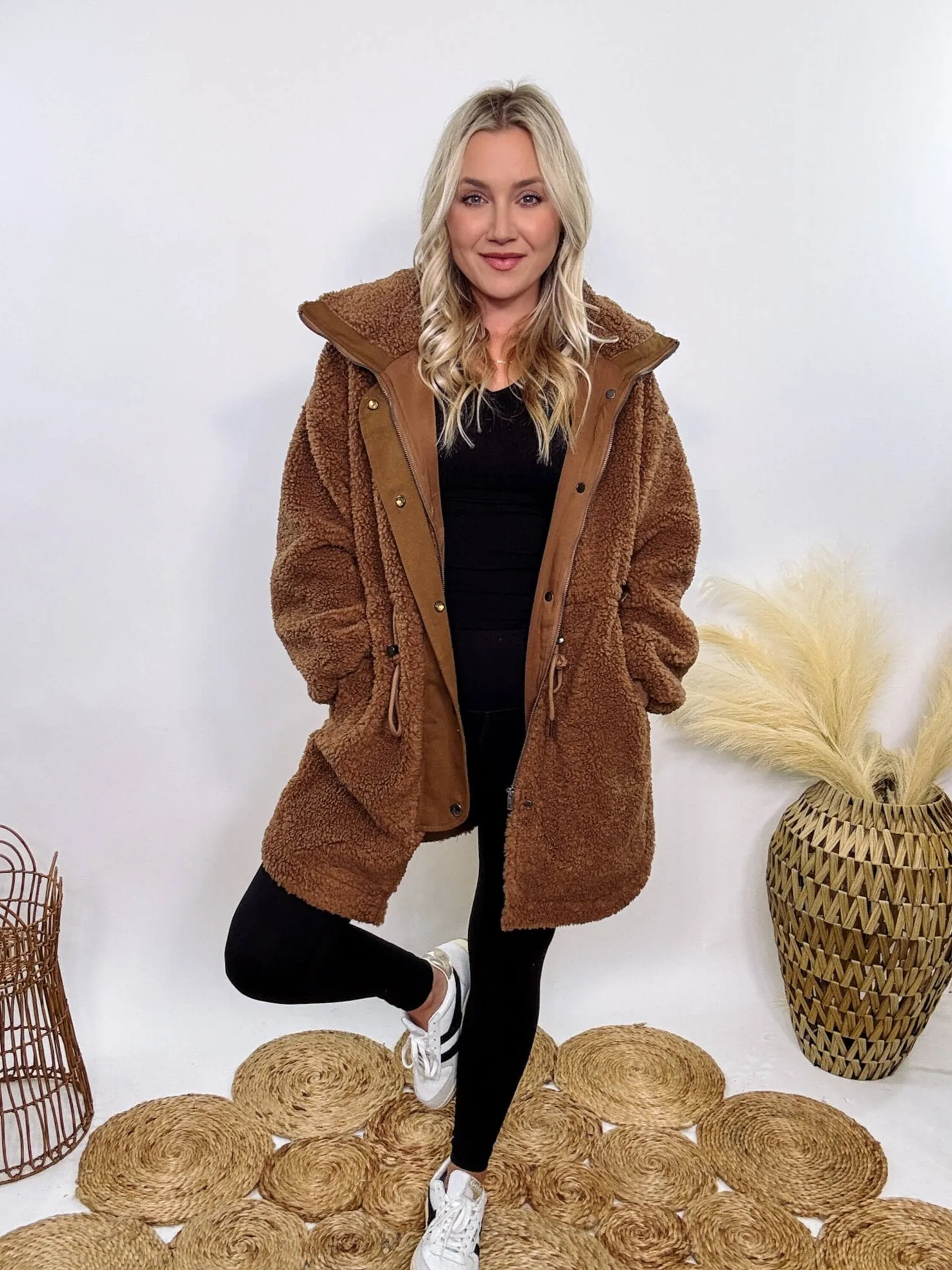 Cozy Brown Oversized Sherpa Coat