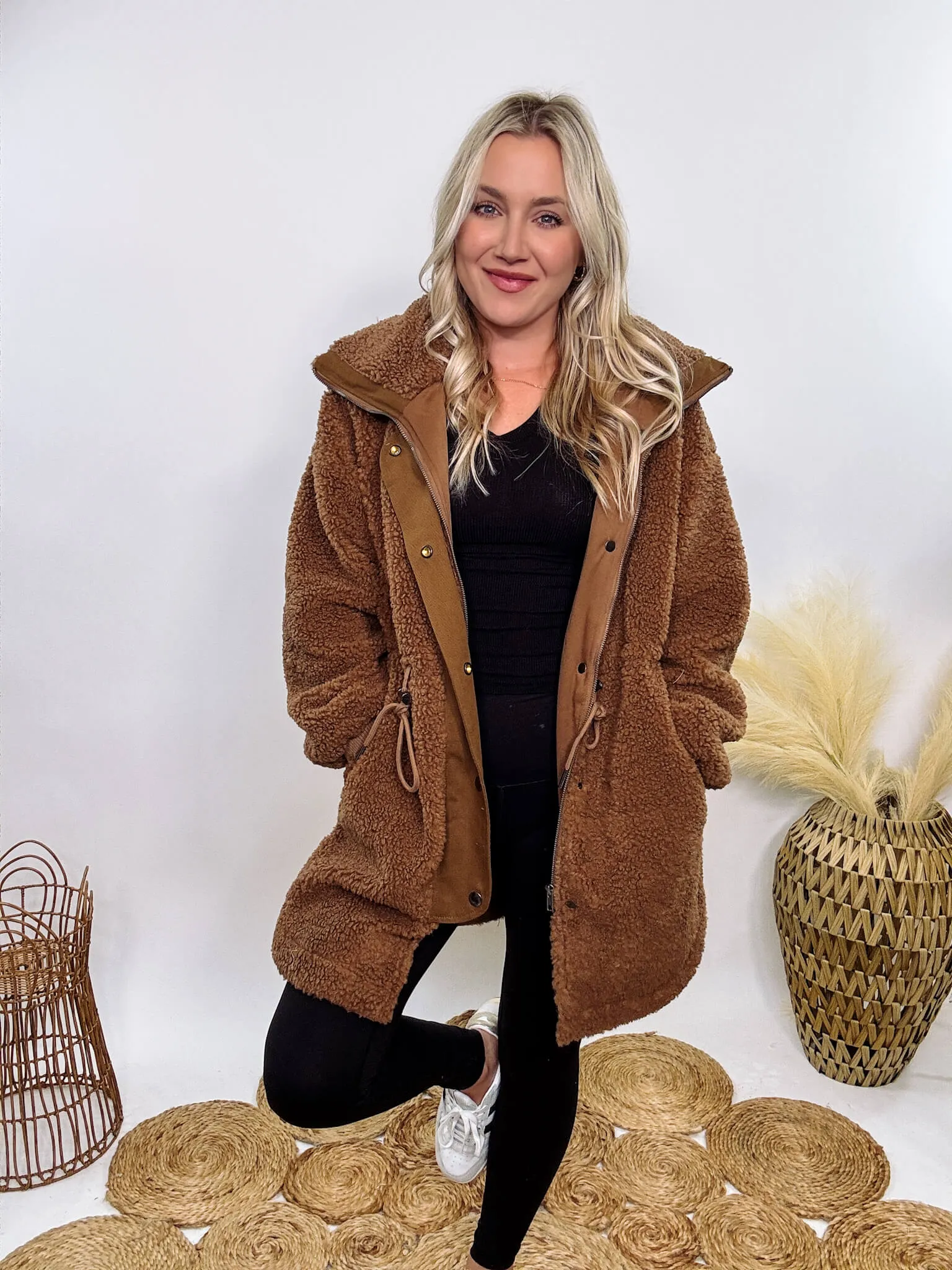 Cozy Brown Oversized Sherpa Coat