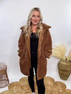 Cozy Brown Oversized Sherpa Coat