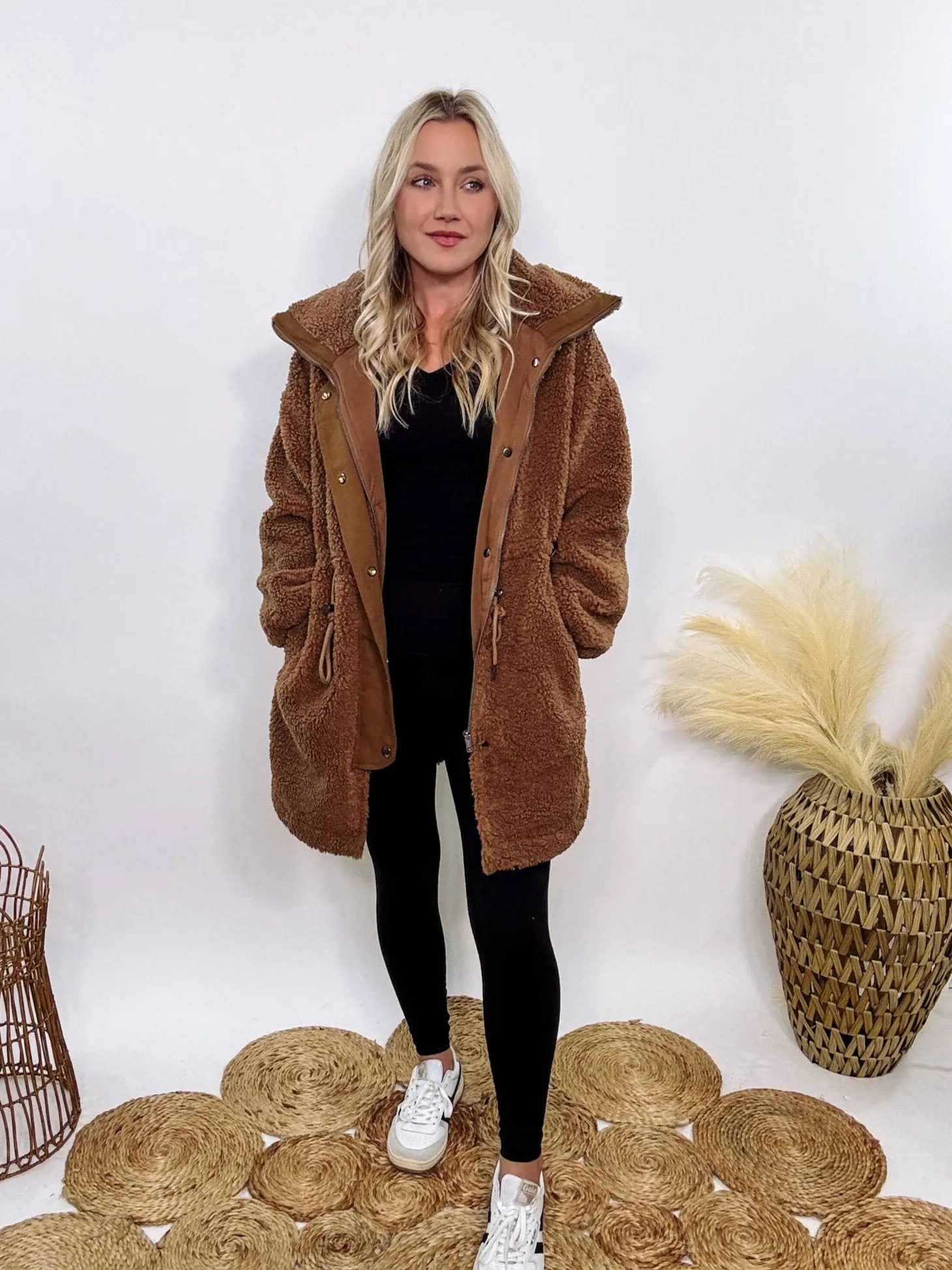 Cozy Brown Oversized Sherpa Coat