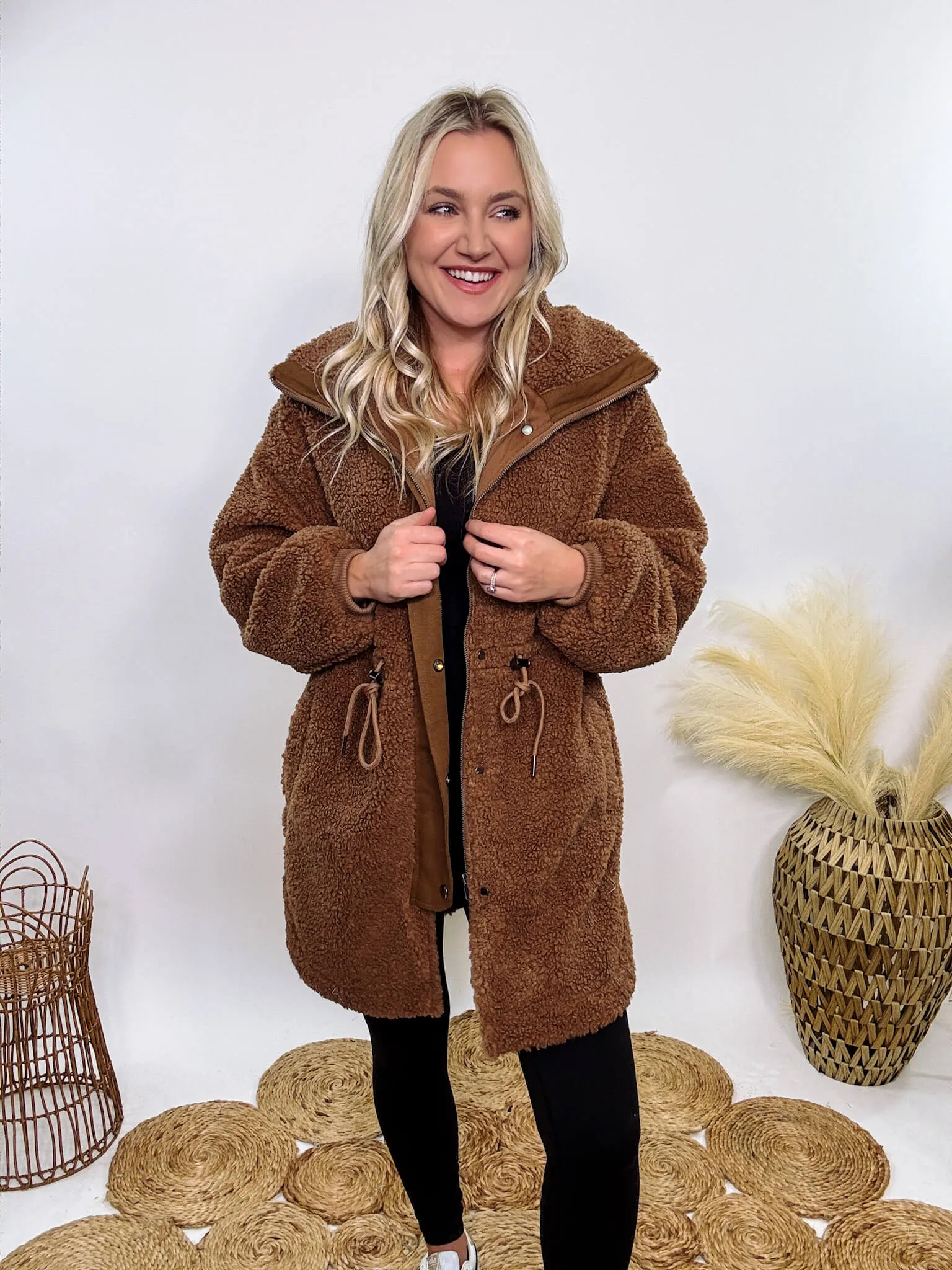 Cozy Brown Oversized Sherpa Coat