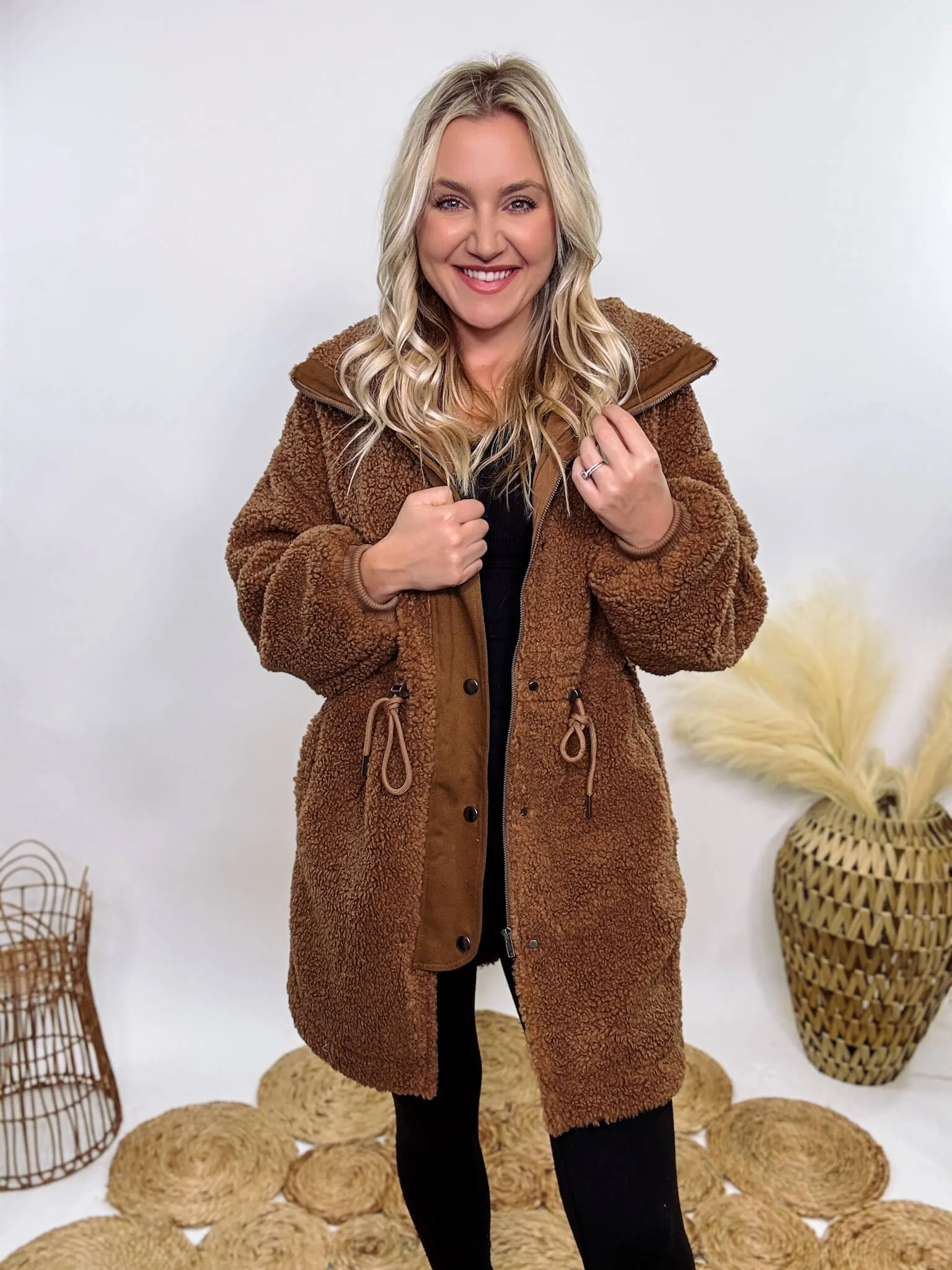 Cozy Brown Oversized Sherpa Coat