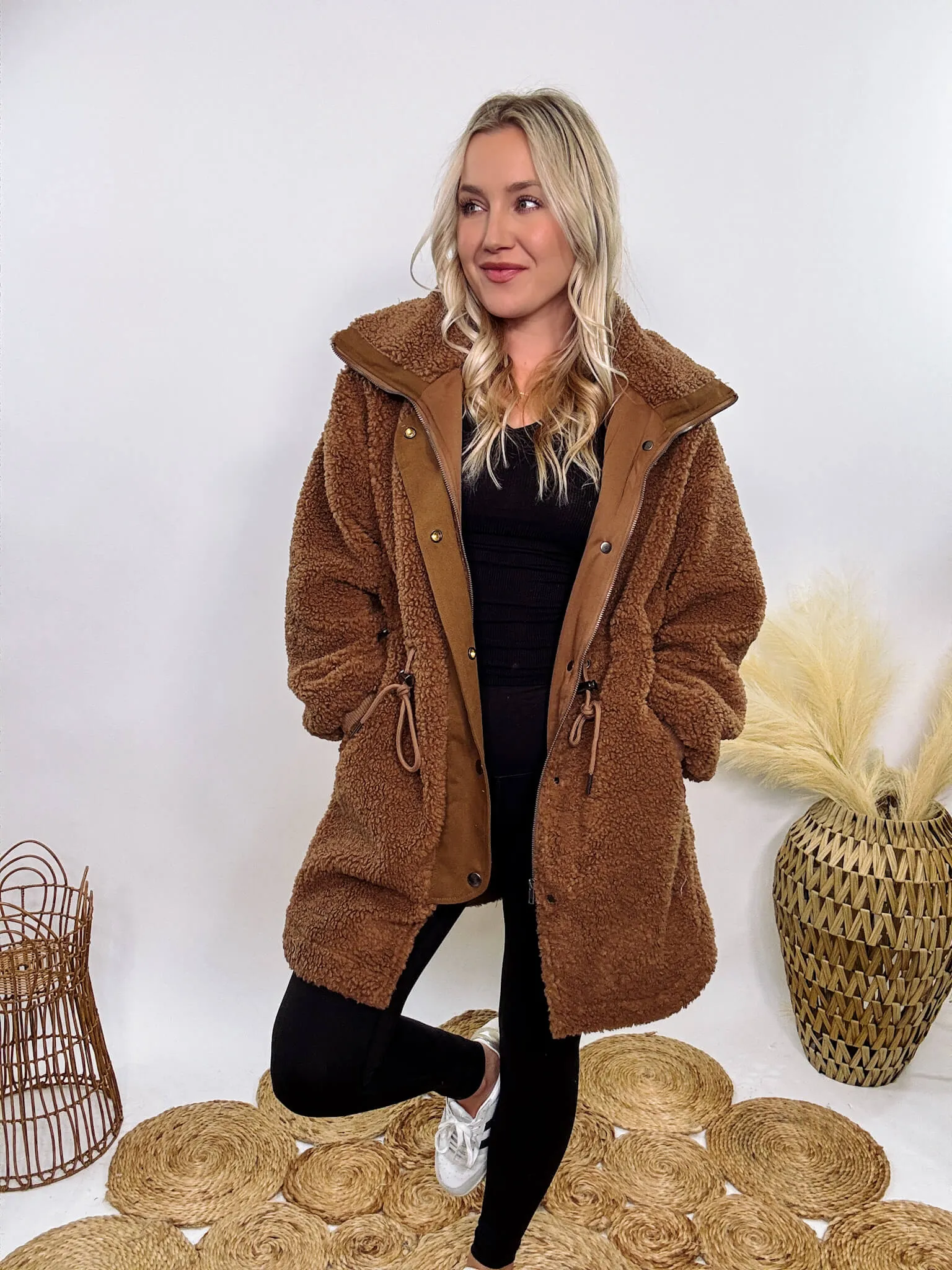 Cozy Brown Oversized Sherpa Coat