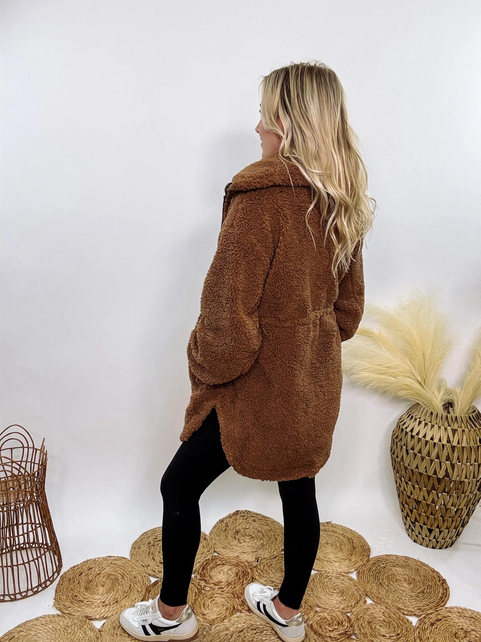 Cozy Brown Oversized Sherpa Coat