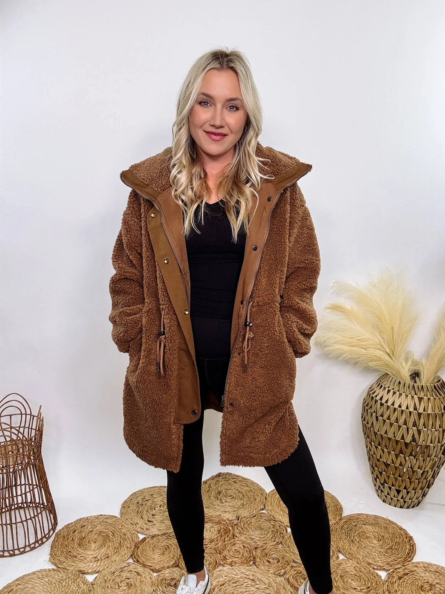 Cozy Brown Oversized Sherpa Coat