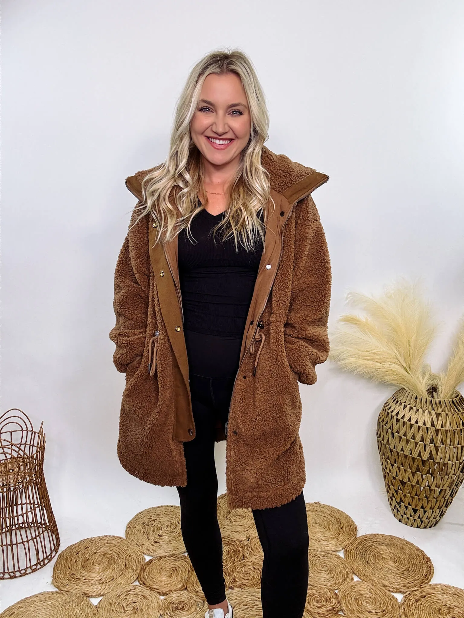 Cozy Brown Oversized Sherpa Coat